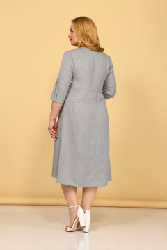 Лёгкое платье с вышивкой, разрезами и горизонтальными подрезами Tensi 334 серый - фото 5