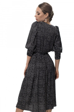 Круглогодичное платье с резинковым поясом и присборенными рукавами Golden Valley 4832 черный - фото 3