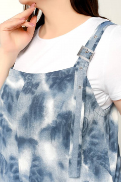 Сарафан трапециевидный с разрезами и объемными бретелями La rouge 5387 синий-набивной - фото 4