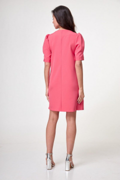 Платье прямое до колена с карманами и V-образной горловиной Anelli 995 коралл - фото 5