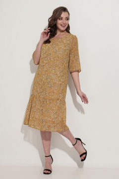 Летнее платье из шифона с присобранным воланом Fortuna ШЖ 669 горчичный - фото 2