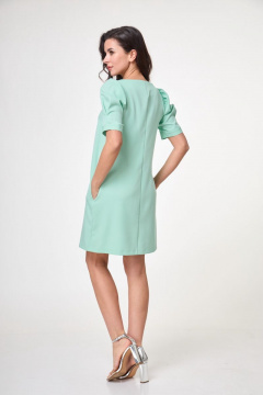 Платье прямое с объемным рукавом и небольшим разрезом Anelli 995 мята - фото 5