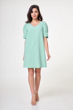 Платье прямое с объемным рукавом и небольшим разрезом Anelli 995 мята - фото 2
