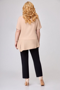 Брюки и туника в стиле casual из вискозы DaLi 2615 чёрный+беж - фото 2