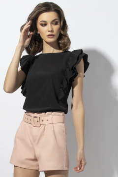 Блуза с рельефами и завязывающимся бантом VIZAVI 670 черный - фото 5