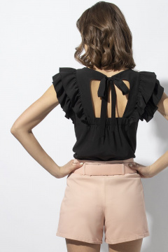 Блуза с рельефами и завязывающимся бантом VIZAVI 670 черный - фото 4