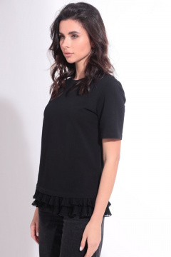 Демисезонный хлопковый джемпер с декоративной гофрированной отделкой HIT 2015 черный - фото 5