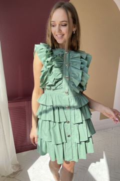 Короткое платье с складками на пуговицах из текстиля PUR PUR 930/3 - фото 1