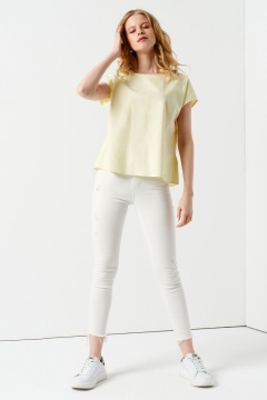 Желтая летняя блуза из хлопка с коротким рукавом Панда 93240w желтый - фото 1