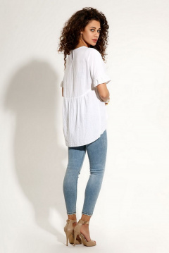 Белая блуза с воротником-лодочкой и укороченным рукавом Панда 10740w белый - фото 2