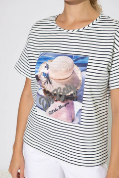 Летний джемпер из хлопка с полосками и коротким рукавом Femme & Devur 30567 1.54F(170) - фото 3