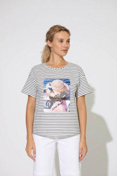 Летний джемпер из хлопка с полосками и коротким рукавом Femme & Devur 30567 1.54F(170) - фото 1