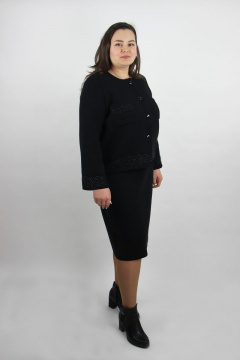 Демисезонный вязаный женский комплект жакет и юбка Полесье С0184-22 2С8734-Д43 158,164 черный - фото 1