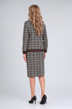 Костюм 2-ка жакет и юбка с застежкой на молнии Gamma Gracia 167 темно-серый-клетка - фото 2