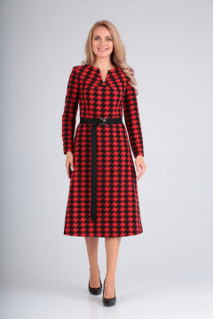 Деловое платье с вырезом и потайной молнией Gamma Gracia 428 красный-черная-молния - фото 1