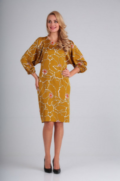 Платье Gamma Gracia 431 горчичный-цветы - фото 2