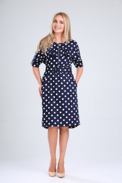 Платье Gamma Gracia 457 темно-синий-белый-горох - фото 1