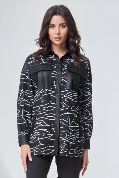 Блуза с экокожей и классическими карманами Angelina & Сo 695 - фото 1