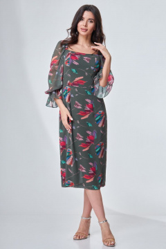 Платье приталенного силуэта с принтом и разрезом Angelina & Сo 698 - фото 4