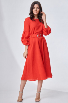 Платье со сборками и поясом из шифона с принтом Angelina & Сo 701 - фото 4