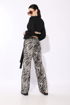 Белая укороченная блуза-кематон с поясом SILVERSPICE S-6204 - фото 3