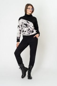 Брюки из трикотажа на каждый день, классический крой Elema 3К-11486-1-164 чёрный - фото 1