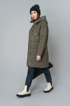 Зеленое пальто на каждый день из плащёвой ткани Elema 5-10815-2-170 хаки - фото 5