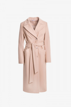 Бежевое утепленное пальто с английским воротником Elema 6-11462-1-164 верблюд - фото 1