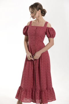 Платье короткое из хлопка с рельефами и сборками Golden Valley 4826 красный - фото 2