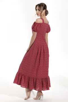 Платье короткое из хлопка с рельефами и сборками Golden Valley 4826 красный - фото 3