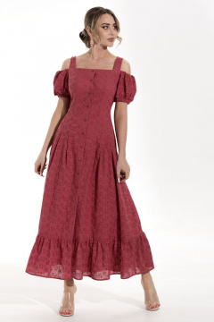 Платье короткое из хлопка с рельефами и сборками Golden Valley 4826 красный - фото 1