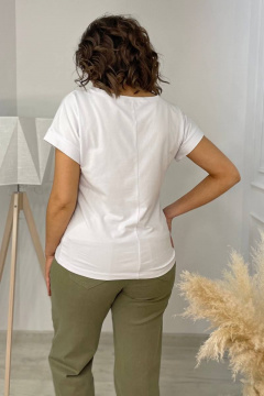 Футболка на каждый день из хлопка с принтом и спущенным плечом Rumoda 2061_кр коралл - фото 3