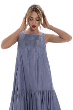 Платье летнее из хлопка с кружевом и защипами по горловине Golden Valley 4821 голубой - фото 3