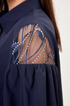 Бежевое платье с сборками и каплевым вырезом Anelli 997 синий - фото 5