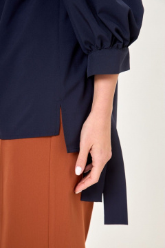 Бежевое платье с сборками и каплевым вырезом Anelli 997 синий - фото 4