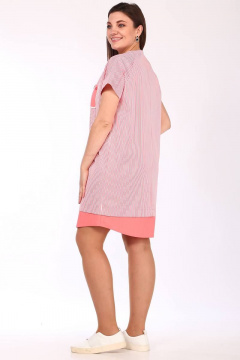 Платье прямого силуэта с круглым вырезом и отрезным низом Lady Style Classic 1398/1 розовые_тона - фото 3
