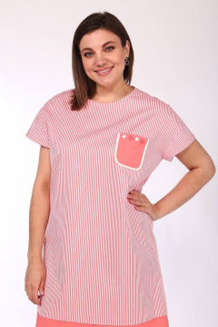 Платье прямого силуэта с круглым вырезом и отрезным низом Lady Style Classic 1398/1 розовые_тона - фото 2