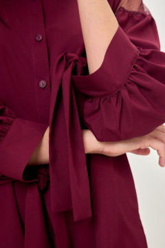 Блуза приталенная с кружевными вставками и полоской Anelli 997 бордо - фото 4