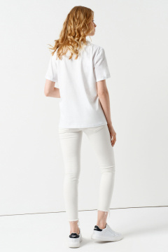 Джемпер женский летний с коротким рукавом из хлопка Панда 115640w белый - фото 2