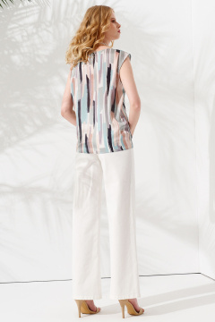 Розовая хлопковая рубашка-оверсайз с пуговицами и отложным воротником Панда 89240w мультиколор - фото 3