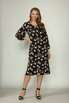 Прямое хлопковое платье с V-образным вырезом и 3/4 рукавом GlasiO 5848- - фото 1