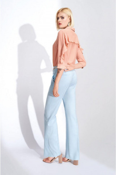 Брюки из вискозы прямые со стрелками для летнего образа Nelva 3708 голубой - фото 2