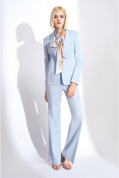 Брюки из вискозы прямые со стрелками для летнего образа Nelva 3708 голубой - фото 1