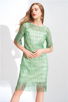 Платье из кружевного полотна с бахромой до колен Nelva 51145 мятный - фото 2