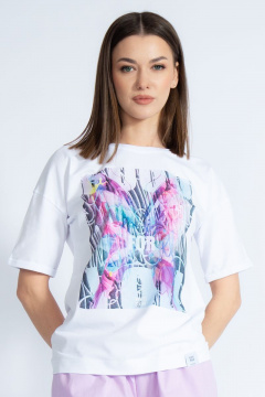 Круглогодичная футболка из хлопка с золотым принтом Kivviwear 4026.44 - фото 1