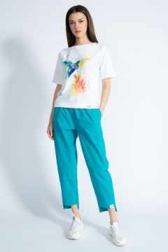 Футболка из хлопка с золотым принтом и длинным рукавом Kivviwear 4026.46 - фото 2