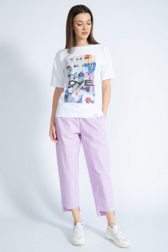 Круглогодичная футболка из хлопка с эффектным золотым принтом Kivviwear 4026.47 - фото 3