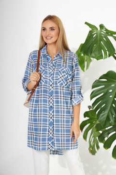 Блуза и брюки из хлопка в клетку, летний комплект Azzara 773 - фото 2