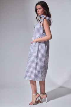 Летний сарафан из хлопка с пуговицами и разрезами Michel chic 2009 серо-фиолетовый - фото 4