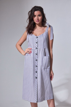 Летний сарафан из хлопка с пуговицами и разрезами Michel chic 2009 серо-фиолетовый - фото 2